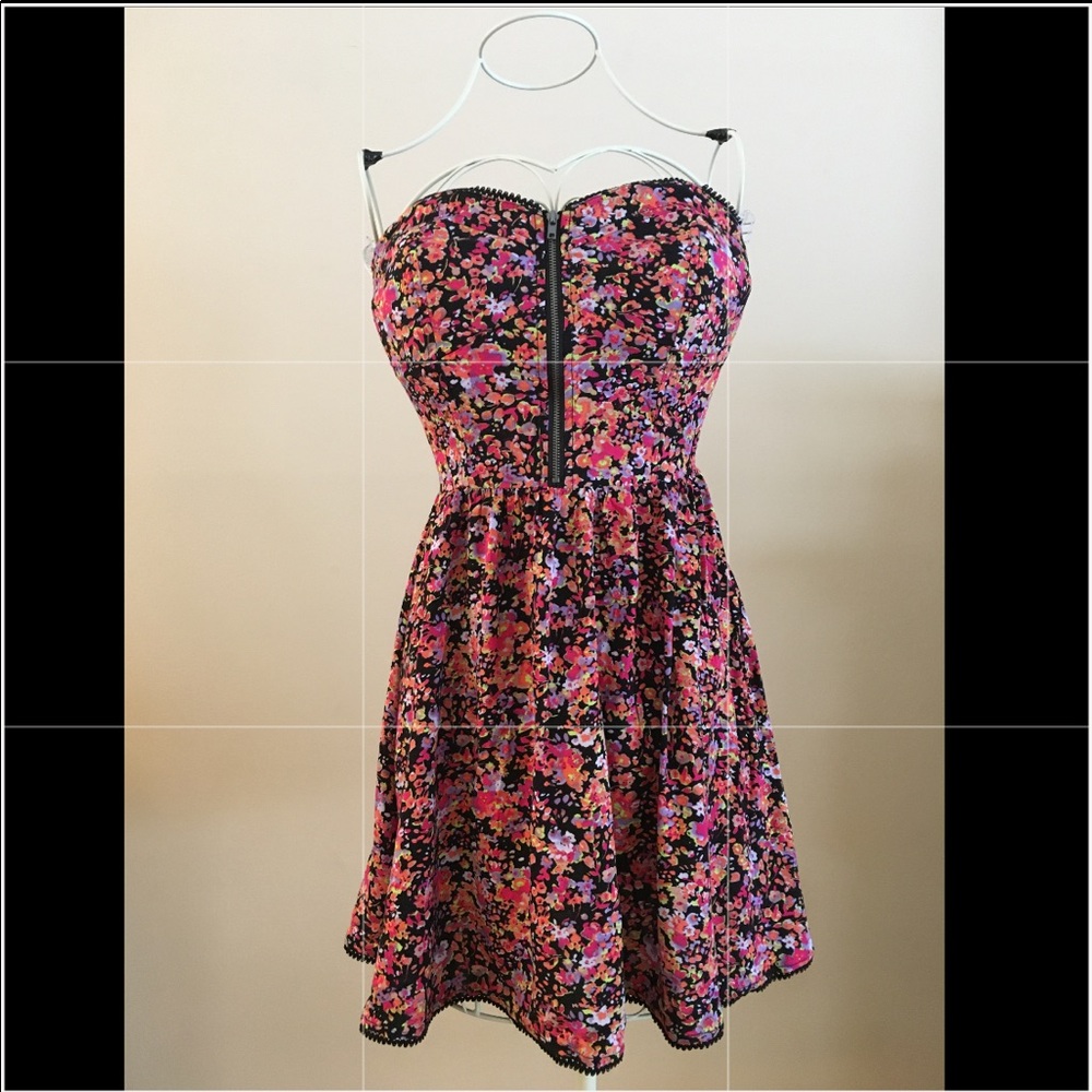 Strapless Floral Mini Dress